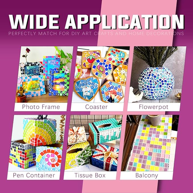 Swpeet 1 Pound Mixed Colors Shine Crystal Series Mosaic Tiles Assortment Kit, Square and Triangle Genuine Mosaic Tiles Glitter Crystal Mosaic Perfect for Home Decoration Crafts - Mosaic Tiles H