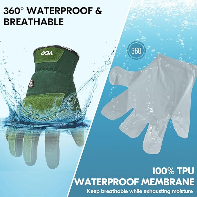 Vgo... Winter Gardening Gloves Women,Safety Work Gloves, Puncture-proof,Thornproof,Touchscreen(1 Pair,L,Green,SL7471FLWP)