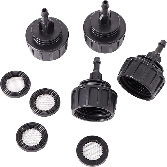Inner 3/4 inch to Single 1/4 Pipe Joint with Four Black Strainer 6-Point Washers，Garden Irrigation System Used in Gardens,Lawns