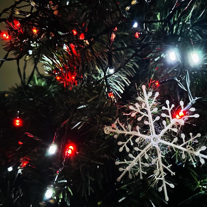 2 Pack Red and White Christmas Lights Indoor Outdoor, Super Bright 66FT 200 LED String Lights Waterproof, Twinkle Xmas Lights with Timer for Christmas Tree Decorations Bedroom Party Garden Patio Decor