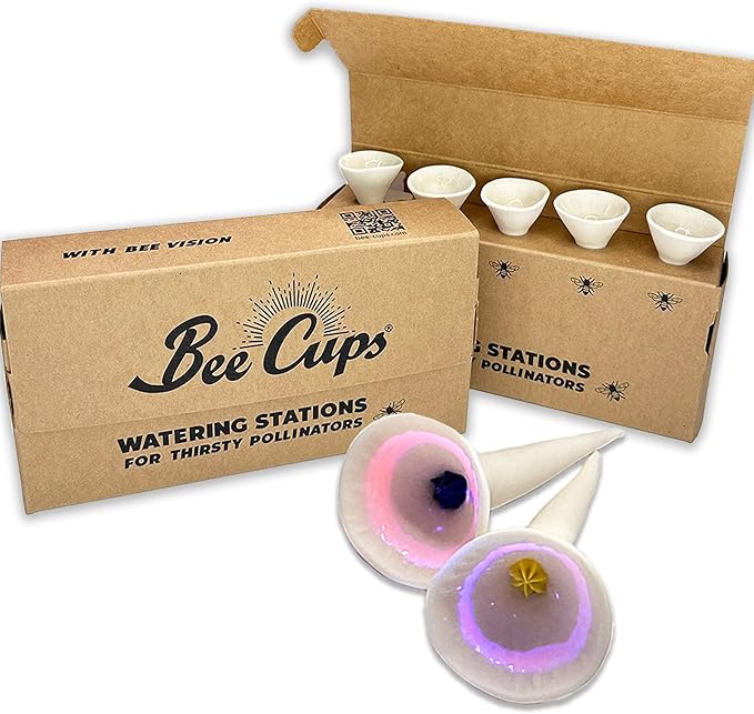 5 Pack, Bee Watering Station, 100% Handmade Porcelain, Bee and Butterfly Feeder for Garden, Outdoor Feeders for Thirsty Pollinators, Plastic Free, Pollinator Attracting Glaze (5, White)
