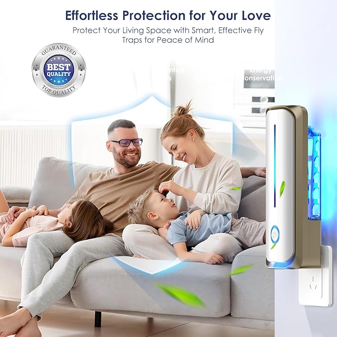 Fly Trap Indoor, Plug in Fruit Fly Traps for Indoors(1 Device + 10 Refills),Gnat Light Traps for House Indoor Bug Zapper, Gnat Killer Indoors Catcher for Home Office (White)