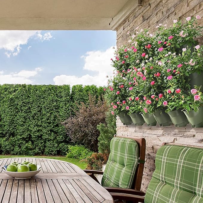 Worth Garden 36 Pockets Self Watering Vertical Planters Indoor Outdoor Living Wall Mounted - 9' Automatic Dripping Irrigation System Hose Kit Stackable Plastic Pot Herb Plants Home Balcony Decoration