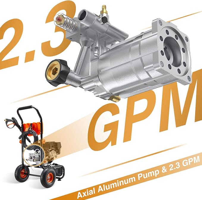 3500PSI Gas Pressure Washer, 2.3GPM Gas Powered High Pressure Washer with 209CC Engine, 4 Adjustable Nozzles, 25 ft High Pressure Hose for Cleaning Walls, Terraces, Vehicles, Gardens (Orange)