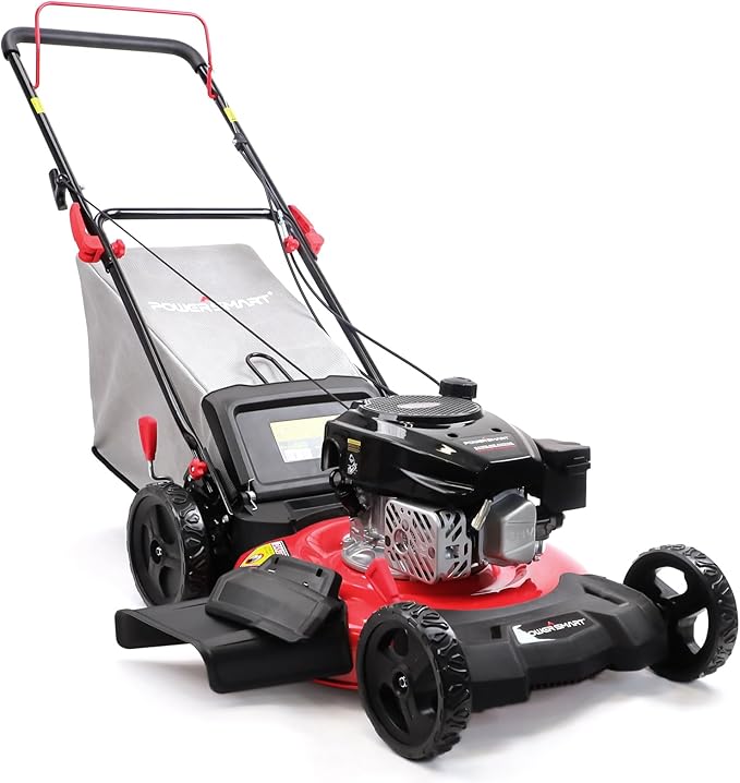 PowerSmart Lawn Mower Gas Powered, 21-Inch 144cc Engine 3-in-1 Walk-Behind Push Lawn Mower, Oil Included