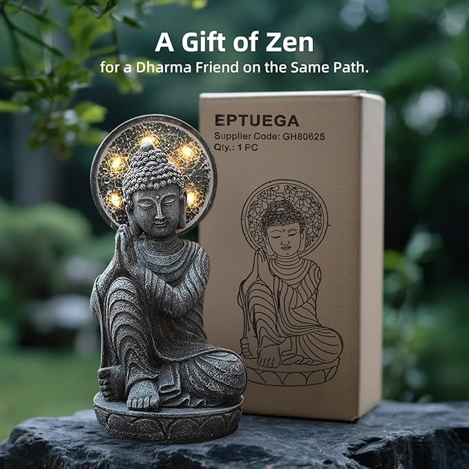 Solar Buddha Statue Outdoor Buddha Statues for Garden, 11.6in,for Home Budha,Zen Garden Decor Outdoor Zen Light,Gardening Gifts,Yard Decor,Yard Art