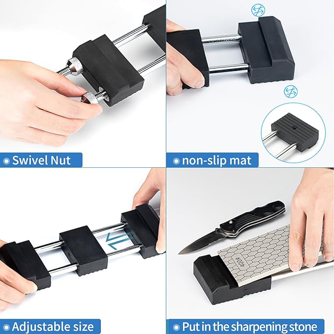 DMD Adjustable Whetstone Holder | Stainless Steel Sharpening Stone Base with Non-Slip Rubber | Secure Knife Sharpening for Kitchen, Workshop & Outdoor Use
