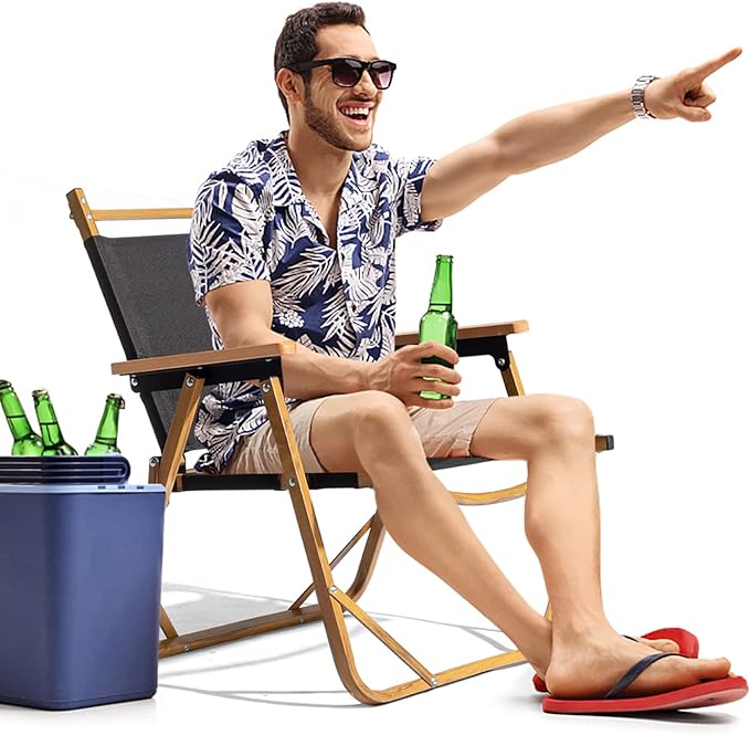 Outvita Portable Folding Camping Chair, 4pcs Ultralight Low Beach Chair, Durable Aluminum Frame Armchairs for Hiking Concert Fishing Picnic, Supports 229Lbs