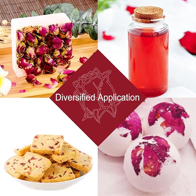 TEARELAE - Premium Dried Rose Buds - 100% Pure Natural Dried Roses Edible Flowers 3oz/85g - Culinary Rosebud for Rose Tea, Baking, Candle Making, Soap Making and Handicraft