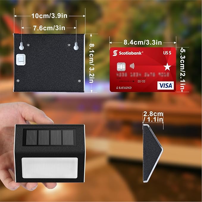 XLUX Solar Lights for Steps Decks Pathway Yard Stairs Fences, LED lamp, Rainproof, Black Metal Housing, 12 Pack