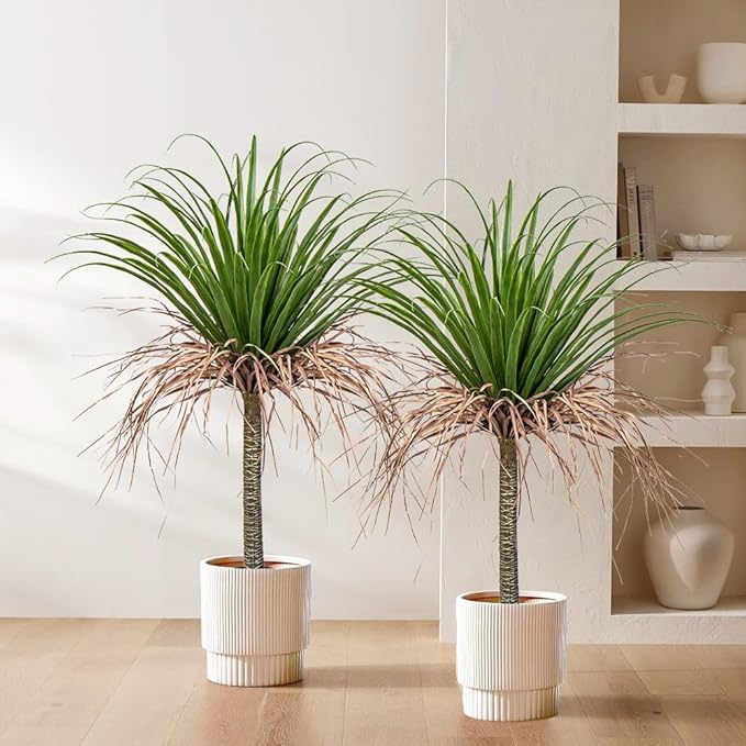 Hollyone 2 Pack Artificial Agave Tree, 3.6Ft Faux Yucca Plant in Pot, Green, Polyester, Indoor/Outdoor Decor, Housewarming Gift