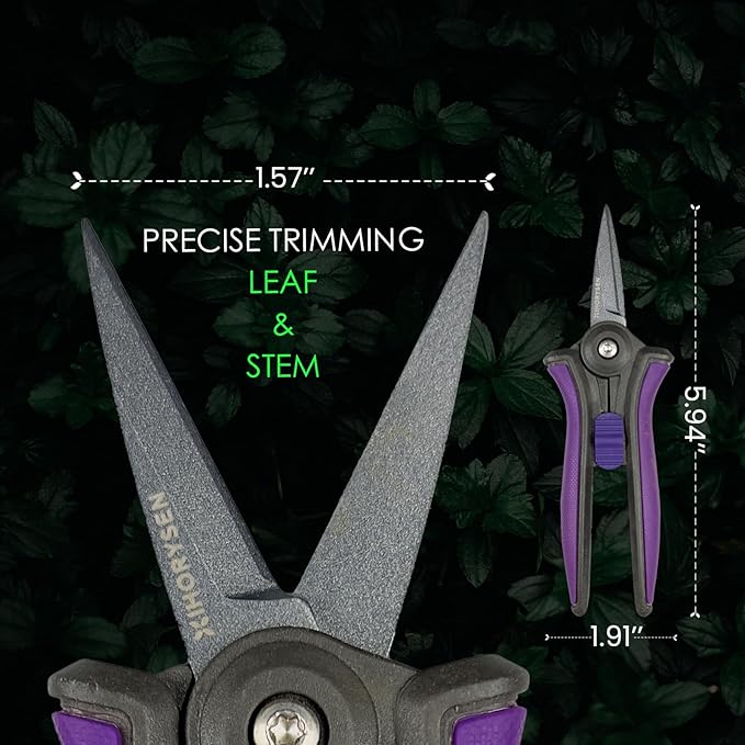Non-stick Resin Resist Blade Micro-Tip Garden Snips 6" Fluorine Coating Garden Scissors Pruning Shear Precision Bud Trimming Hand Pruner Leaf Stem Sharp Snips Effort-saving 2 PACK