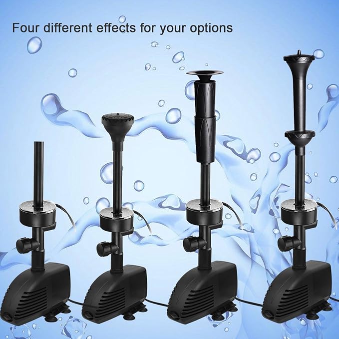 660GPH Submersible Pump Pond Fountain with Inside Filter and RGB Colorful LED Light, Multiple Water Fountain Spray Nozzles Kit for Garden PondIndoor and Outdoor Landscape