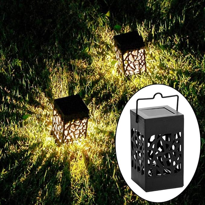Twinkle Star 8 Pack Outdoor Solar Lanterns Hanging Solar Lights with Handle, Christmas Garden Tree Yard Patio Holiday Decorations