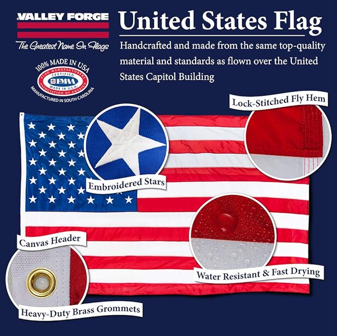 100% Made in the USA - 3'x5' ft – Perma-Nyl Sewn Nylon with Grommets - Sturdy, Durable, and Patriotic - Great For Gardens, Homes, Patios and Cars – By Valley Forge Flag