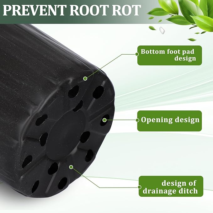 DI QIU REN 100-Pack 1 Gallon Flexible Plant Nursery Pots, Plastic Flower Pots Seedling Pots with 200Pcs Plant Labels, Plastic Plant Pots with Drainage Holes for Plants, Cuttings, Transplanting