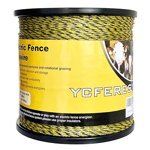 Upgraded Electric Fence Polywire 3366 Feet 1026 Meters, 6 Stainless Steel Strands for Reliable Conductivity and Rust Resistance, Portable Electric Fencing,UV, Rust Resistant