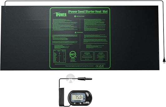 iPower 48" x 20" Durable Waterproof Seeding Heat Mat and Digital Thermometer Combo, for Germination, Indoor Gardening, Greenhouse
