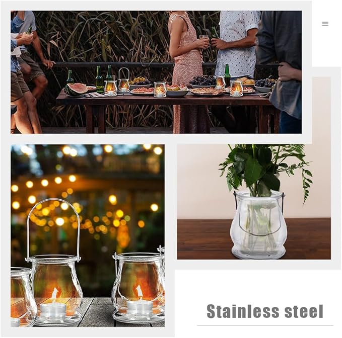 12PCS Hanging Glass Candle Holder: Glass Air Plant Succulent Vase Hanger Plant Terrariums Orbs Air s for Party Wedding Centerpiece