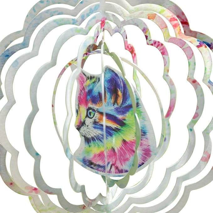 VP Home Colorful Cat Kinetic Wind Spinners for Yard and Garden Wind Spinner Outdoor Metal Large Hanging Cat Decor 3D Garden Art Wind Sculpture Spinners Cat Garden Decor Kinetic Art Garden Spinner