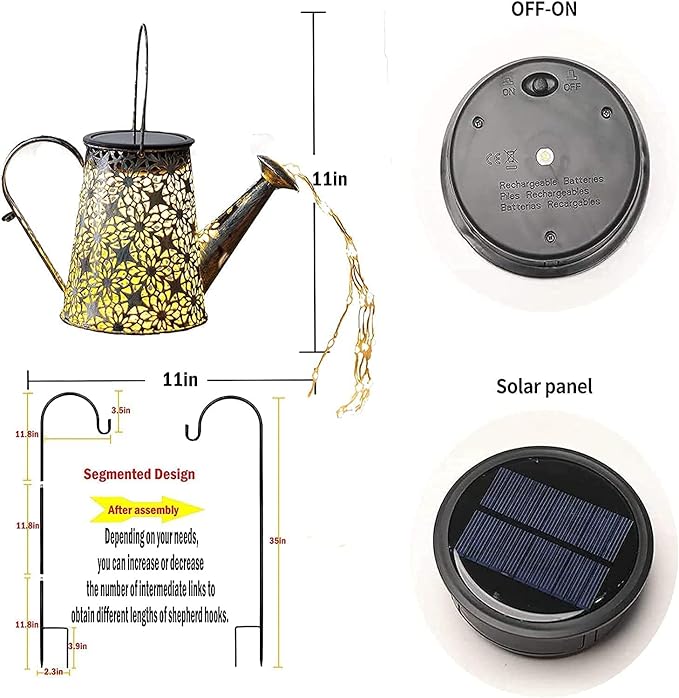 Solar Watering Can Lights,Large Retro Metal Hanging Solar Lights Outdoor Waterproof, Gardening Mother's Day Gifts for Mom Grandma Women Birthday, Garden Decor Yard Light Outside for Porch Patio