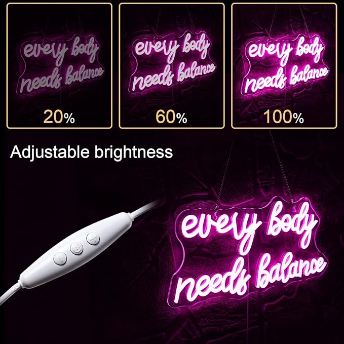 WLHOPE Every Body Needs Balance Neon Sign, Dimmable LED Neon Signs For Wall Decor,Connectivity Via USB Personalized Neon Signs,Spa Salon Led Light, Massage Neon Light, For Bedroom Living Room Decorate
