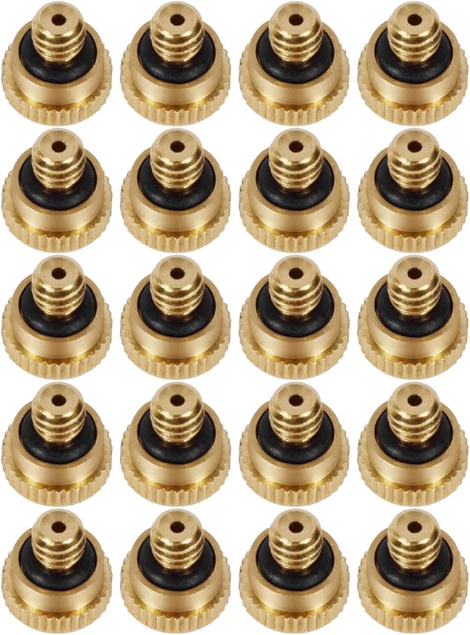 Brass Misting Nozzles 0.016" Orifice (0.4mm) 10/24 UNC, Water Mister Parts Fog Nozzles for Patio Misting System Outdoor Cooling System (20) Y-20PCS