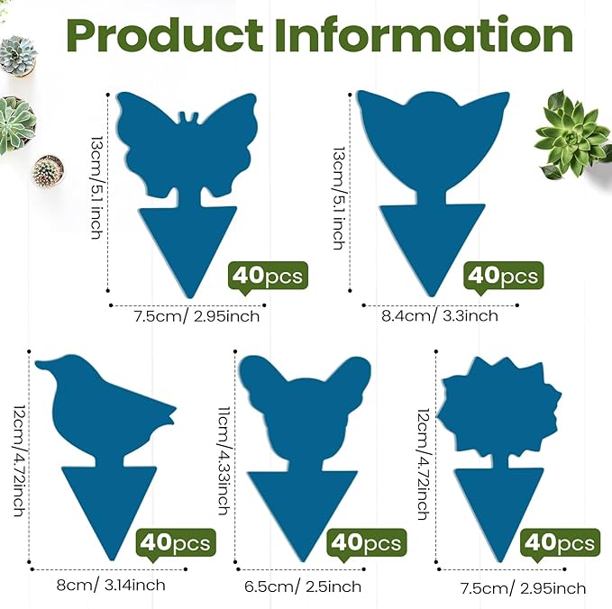 Qualirey 200 Sheets Fruit Fly Sticky Traps for Fruit Fly Gnat Trap for House Indoors Sticky Traps Catcher for Gnats Fungus Gnats Mosquito Catcher for Kitchen Outdoor Plants(Blue)