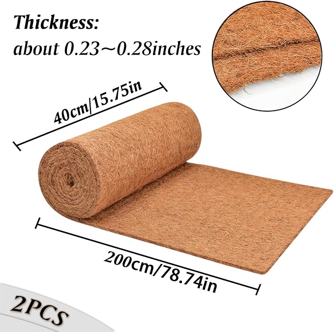ZeeDix 2 Pack 16 x 80 x 0.28inches Thickened No-Slip Ice and Snow Carpet Mats- Natural Coconut Fiber Carpet for Garden, Front Door, Stairs, Porch Outdoor Safer Walking