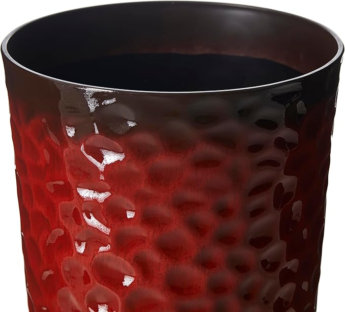 Glitzhome Set of 2 Oversized Plastic Planters for Plants,23.75" H Large PP and Stone Honeycomb Textured Gradient Red Planter Tall Planter Pot with Drainage Hole for Outdoor Front Porch and Patio Deck