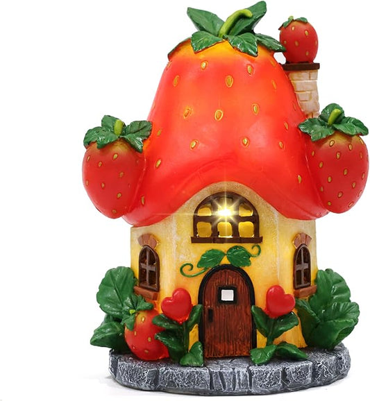 Fairy Houses for Outside-Fairy Garden Accessories Outdoor Decor - with Solar Light for Patio Balcony Yard,Lawn Ornament Perfect Garden Gift