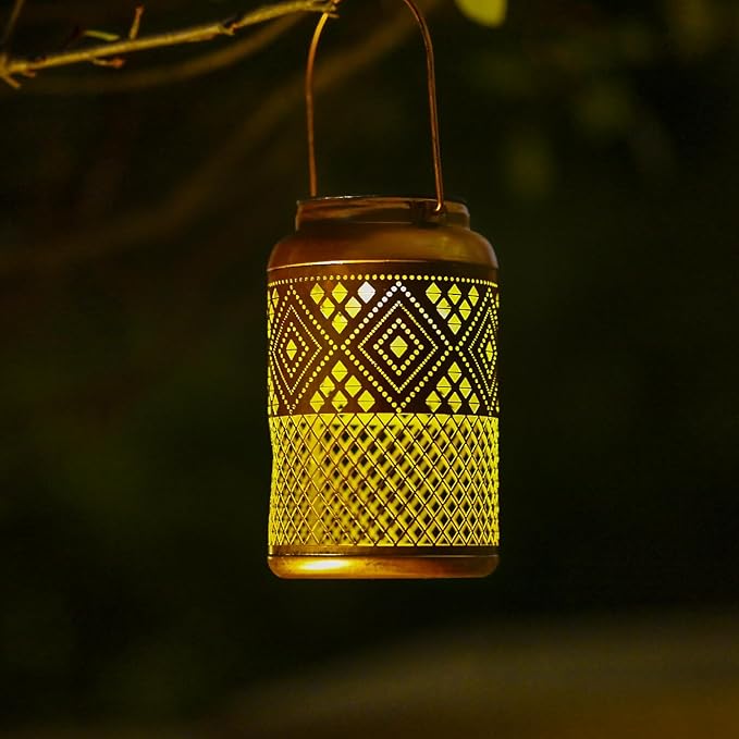 2 Pack Solar Lanterns Outdoor Waterproof - Birthday Gifts for Women, Men, Mom, Solar Lights Outdoor Hanging Garden Decor for Outside, Patio, Outdoor, Yard, Lawn, Balcony Modern