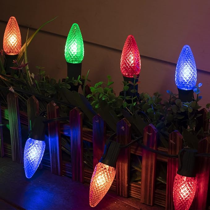Brightown Strawberry C9 Christmas String Lights Outdoor - 25.7 Feet 20 LED Pathway Lights, Connectable C9 Walkway Lights, Waterproof Christmas Lights Outdoor Decoration for Lawn Outside, Multicolor
