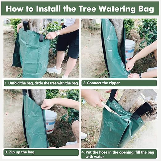 REMIAWY Tree Watering Bag, 20 Gallon Slow Release Watering Bag for Trees, Tree Irrigation Bag Made of Durable PVC Material with Zipper (6 Pack 5-8 Hours Releasing Time)