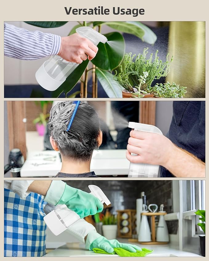 2 Pack Glass Spray Bottles 8 oz, Empty Refillable Containers with Silicone Sleeve Protection, Glass Spray Bottles for Cleaning Solutions, Hair and Plants with Adjustable Nozzles White