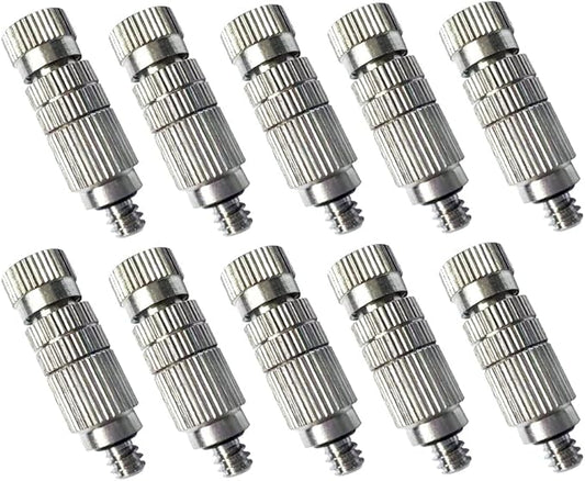 High Pressure Brass Nickel Plated Misting Nozzle for Outdoor Cooling Mist System, 0.8mm Ceramics Orifice, Anti-Drip Cleanable, 10pcs