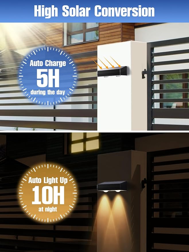 ZSYIQIX Solar Fence Lights 8 Pack, RGB Fence Solar Lights Outdoor Waterproof Led, 12 Modes Color Changing Outside Lightings Decor for Wall Railing Patio Deck Backyard Garden Pool