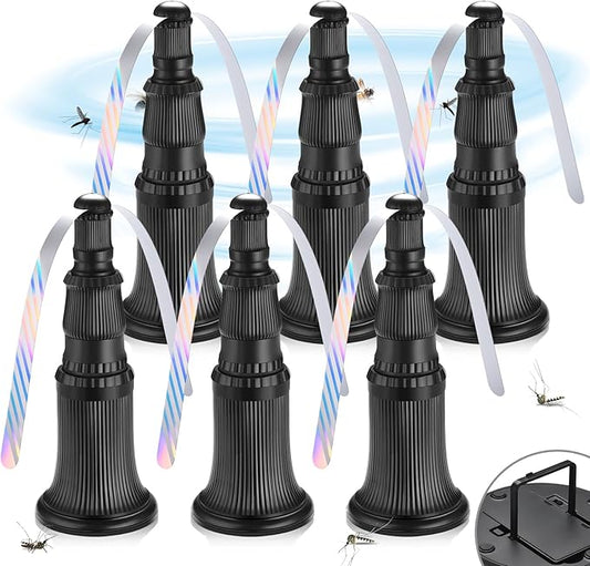 Fly Fans for Tables, Fly Fan for Indoor Outdoor Tables Battery Powered Fly Swatter Fan to Keep Flies Away with Holographic Blades for Home Party Outside Picnic, 6 Pack