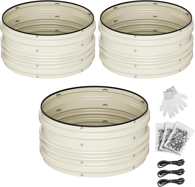 WORKPRO 3Pcs 2x2x1ft Galvanized Raised Garden Bed Set, Rust & Corrosion Protection, Easy Assembly, Safe Edge, Ideal for Vegetables & Flowers, White