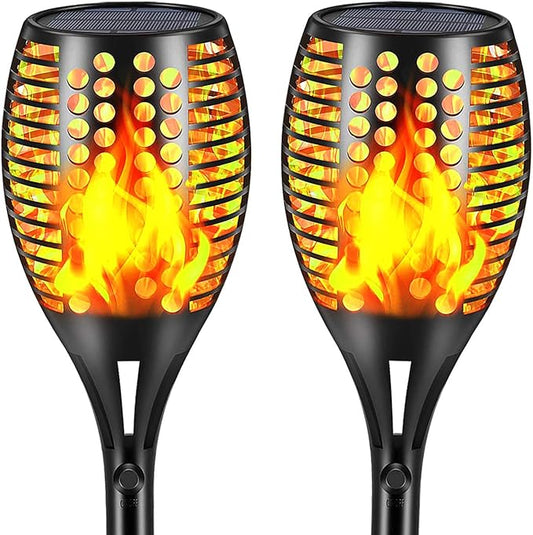 Solar Lights Outdoor, 43" Waterproof Flickering Flames Torch Lights, Solar Landscape Decoration Lighting Auto On/Off Pathway Lights for Garden Patio Yard Christmas, 2 Packs