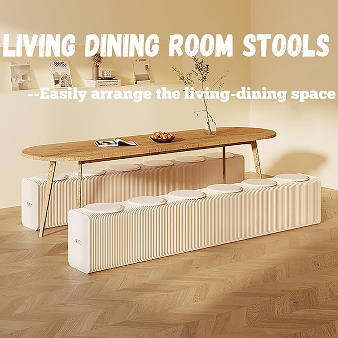 Foldable Kraft Paper Stool, Honeycomb Accordion Folding Bench, Collapsible Paper Stool for Small Spaces, Portable Footrest and Side Table for Living Room and Office,Red-44×31×300cm