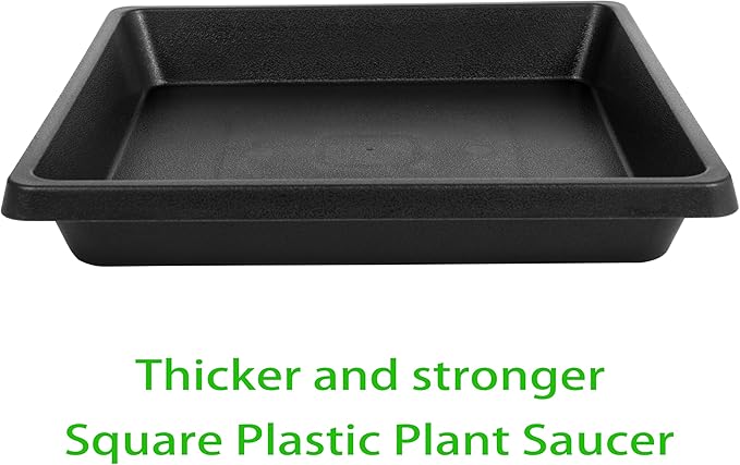 Square Plant Saucer 18 Inch 2 Pack, Extra-Deep Large Saucers for Potted Plants, Plastic Plant Trays for Indoors No Holes, Plant Water Catcher Tray, Flower Pot Drip Trays Plant Plate