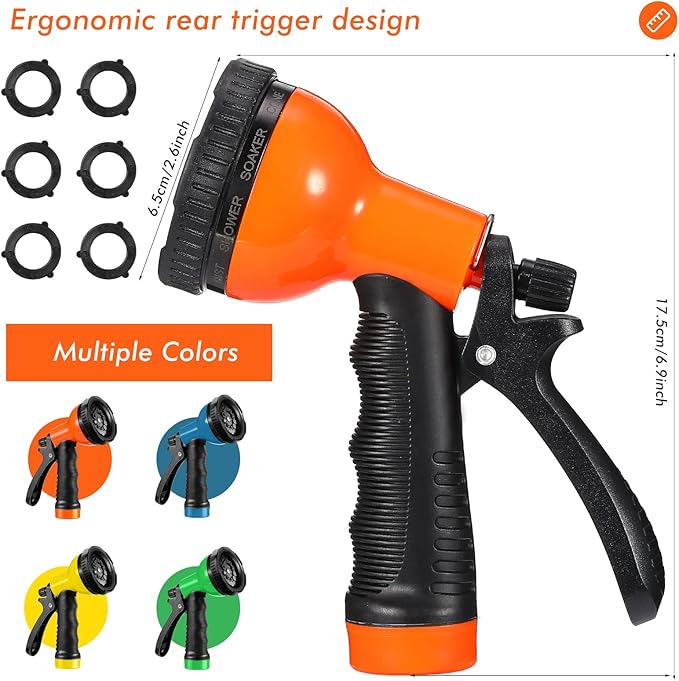 4 Pcs Garden Hose Nozzle Sprayer 10 Adjustable Watering Patterns Heavy Duty High Pressure Water Gun for Watering Plants Washing Cars and Showering Pets