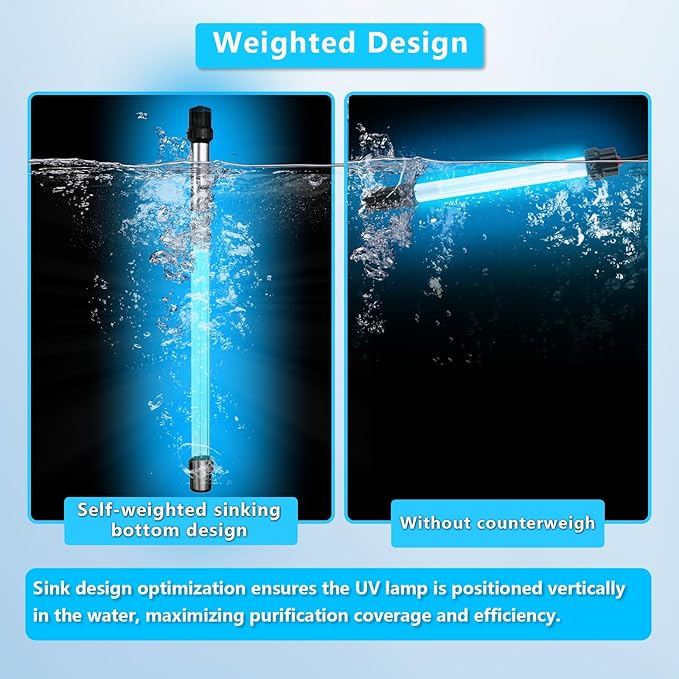 55W Aquarium UV Light for 500-5500 Gallon, UV Pond Water Clarifier for Koi Pond, Swimming Pool, Spa, Large Fish Tank, Cold Plunge