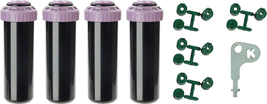 K Rain ProPlus 3/4" Reclaimed Water (RCW) Gear Drive Rotor Sprinkler 4 1/2" Pop-Up | 22' - 50' Spray Distance, 40° - 360° Arc Spray Pattern with Full-Circle | Includes Install Kit (4 Pack)
