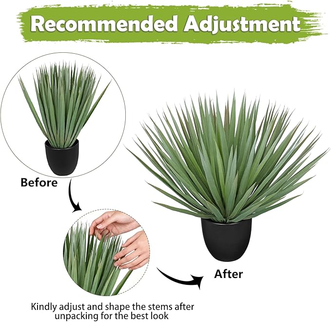 Briful Artificial Agave Plant – 18.1" Tall Faux Agave Plants in Black Pot, Realistic Fake Tropical Plants for Indoor and Outdoor Decor, Artificial Plants for Home, Office, Patio, Garden Decoration