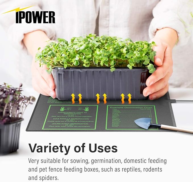iPower 20" x 20" Waterproof Durable Seedling Heat Mat with Controller Warm Hydroponic Plant for Indoor Gardening Germination Starting