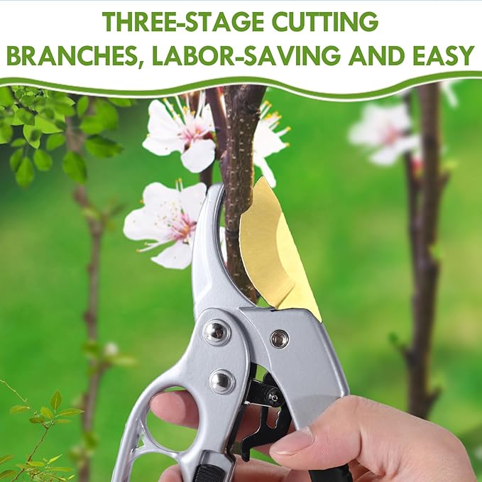 Titanium Garden Clippers, Premium Germany Pruners, Work 3 Times Easier, Professional Pruning Shears, Cutting Rose, Flower, Hedge, Stem, Sharp Gardening Scissors, Arthritis Weak Hand Snips