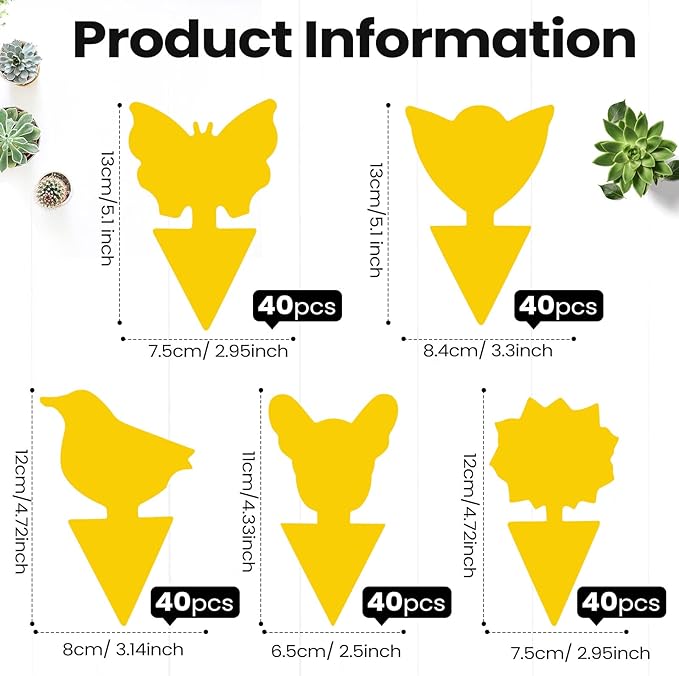 200 Sheets Fruit Fly Sticky Traps for Fruit Fly Gnat Trap for House Indoors Sticky Traps Catcher for Gnats Fungus Gnats Mosquito Catcher for Kitchen Outdoor Plants(Yellow)