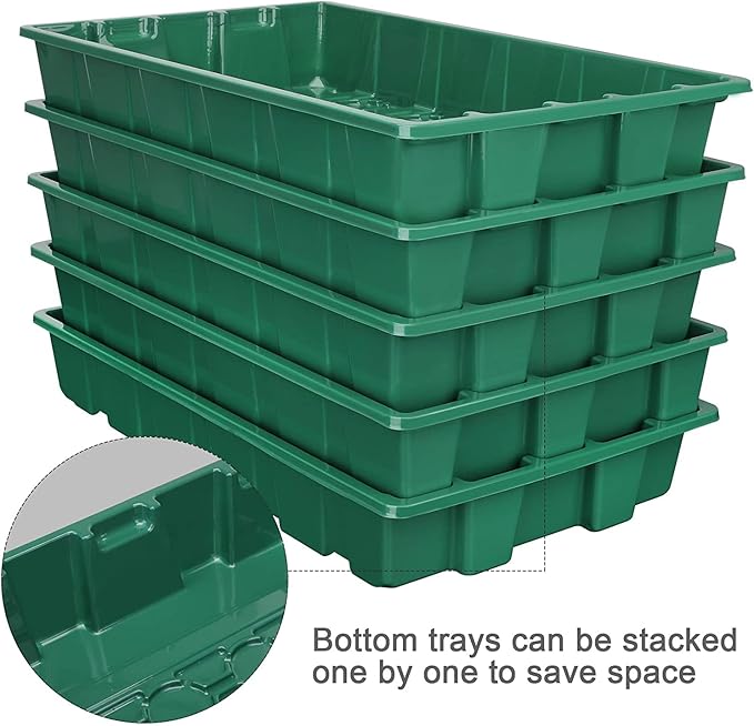 MIXC Seedling Trays Seed Starter Tray, 5-Pack Mini Propagator Plant Greenhouse Grow Kit with Humidity Vented Domes and Base for Seeds' Starting (40 Cells Per Tray, Total 200 Cells), Green